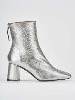Stivaletti tacco 6cm pelle argento