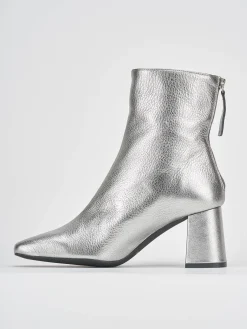 Stivaletti tacco 6cm pelle argento