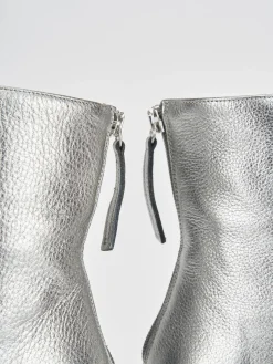 Stivaletti tacco 6cm pelle argento