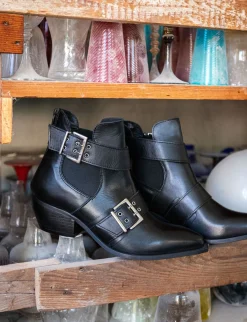 Stivaletti tacco 4cm pelle nero