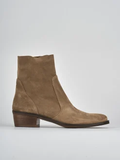 Stivaletti tacco 4cm pelle marrone