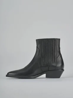 Stivaletti tacco 4cm pelle nero