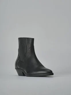 Stivaletti tacco 4cm pelle nero