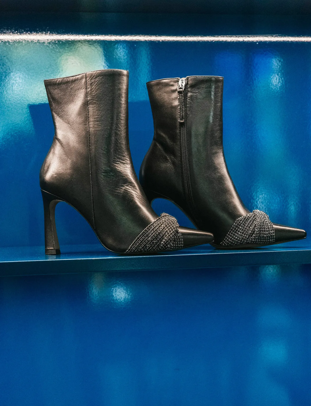 Stivaletti tacco 9cm pelle nero