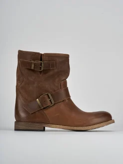 Stivaletti tacco 1cm pelle marrone