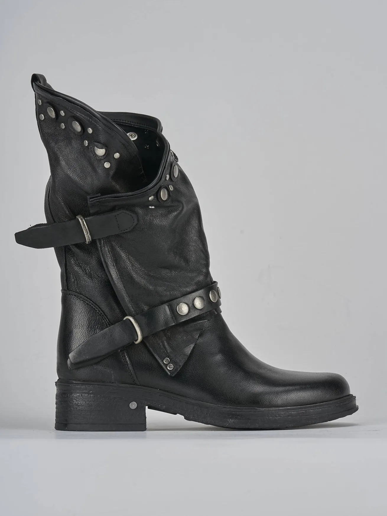 Stivaletti tacco 3cm pelle nero