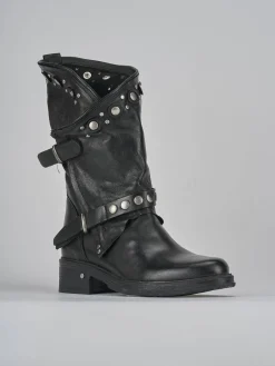 Stivaletti tacco 3cm pelle nero