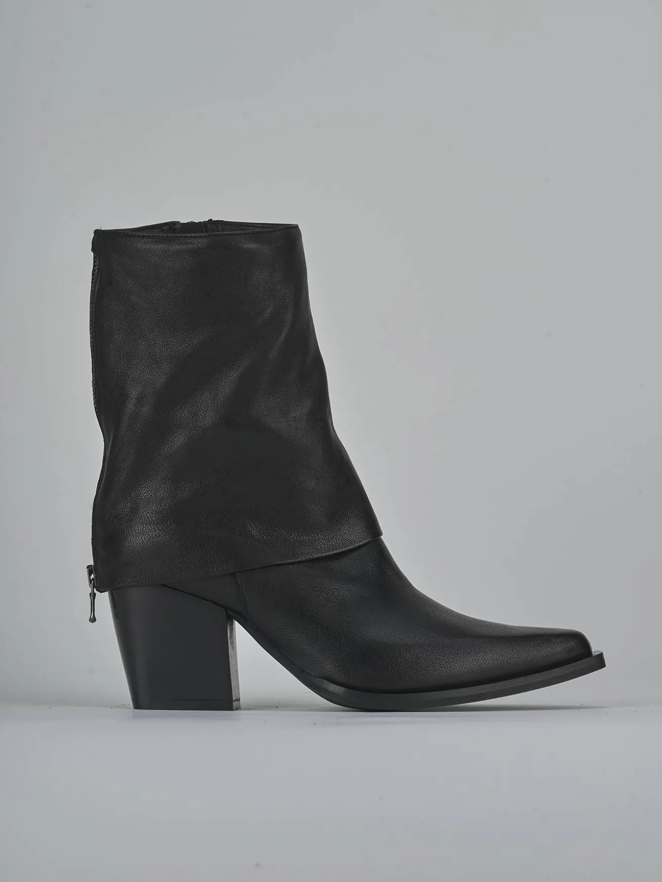 Stivaletti tacco 8cm pelle nero