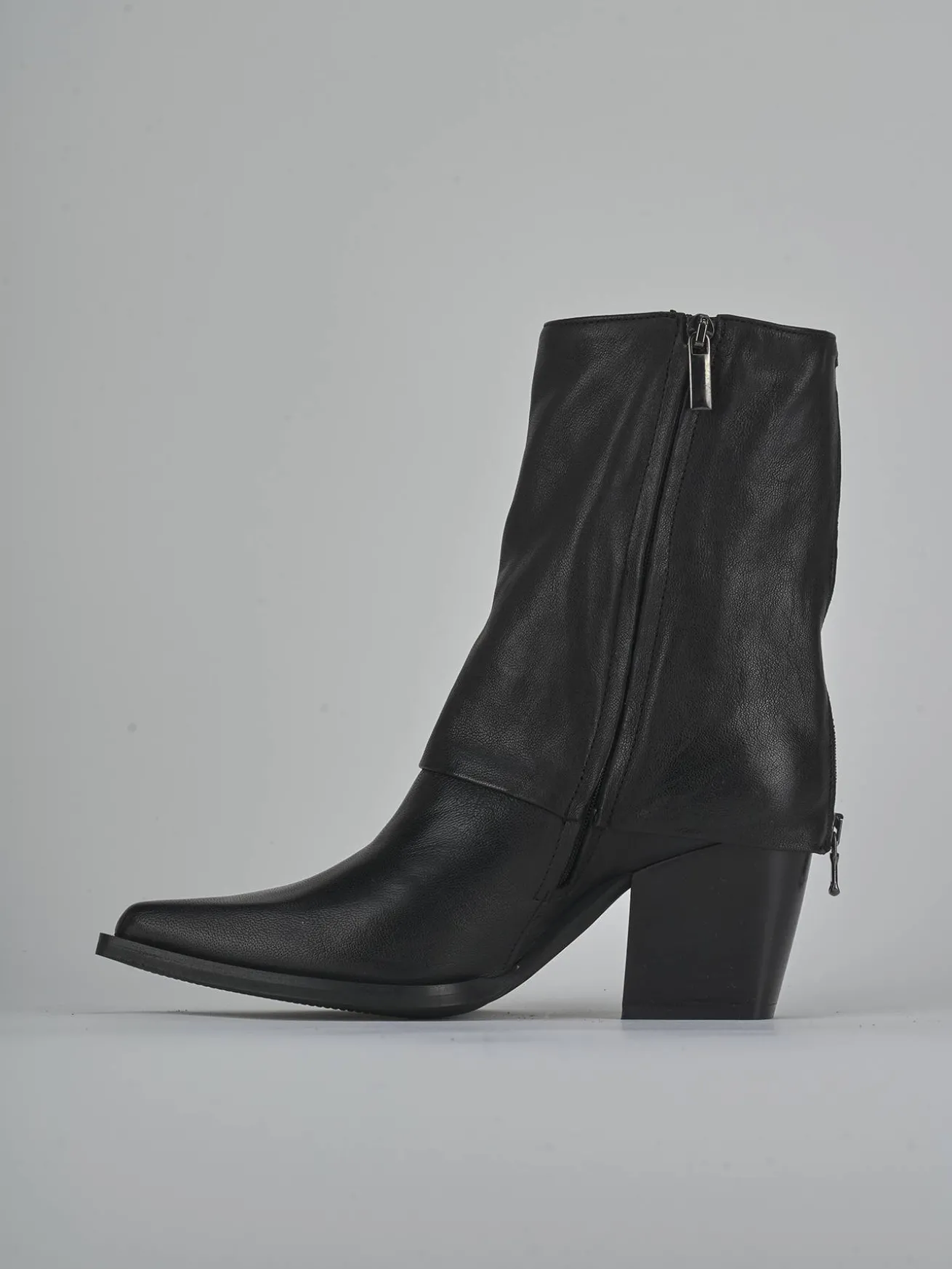 Stivaletti tacco 8cm pelle nero