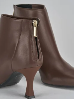 Stivaletti tacco 7cm pelle marrone