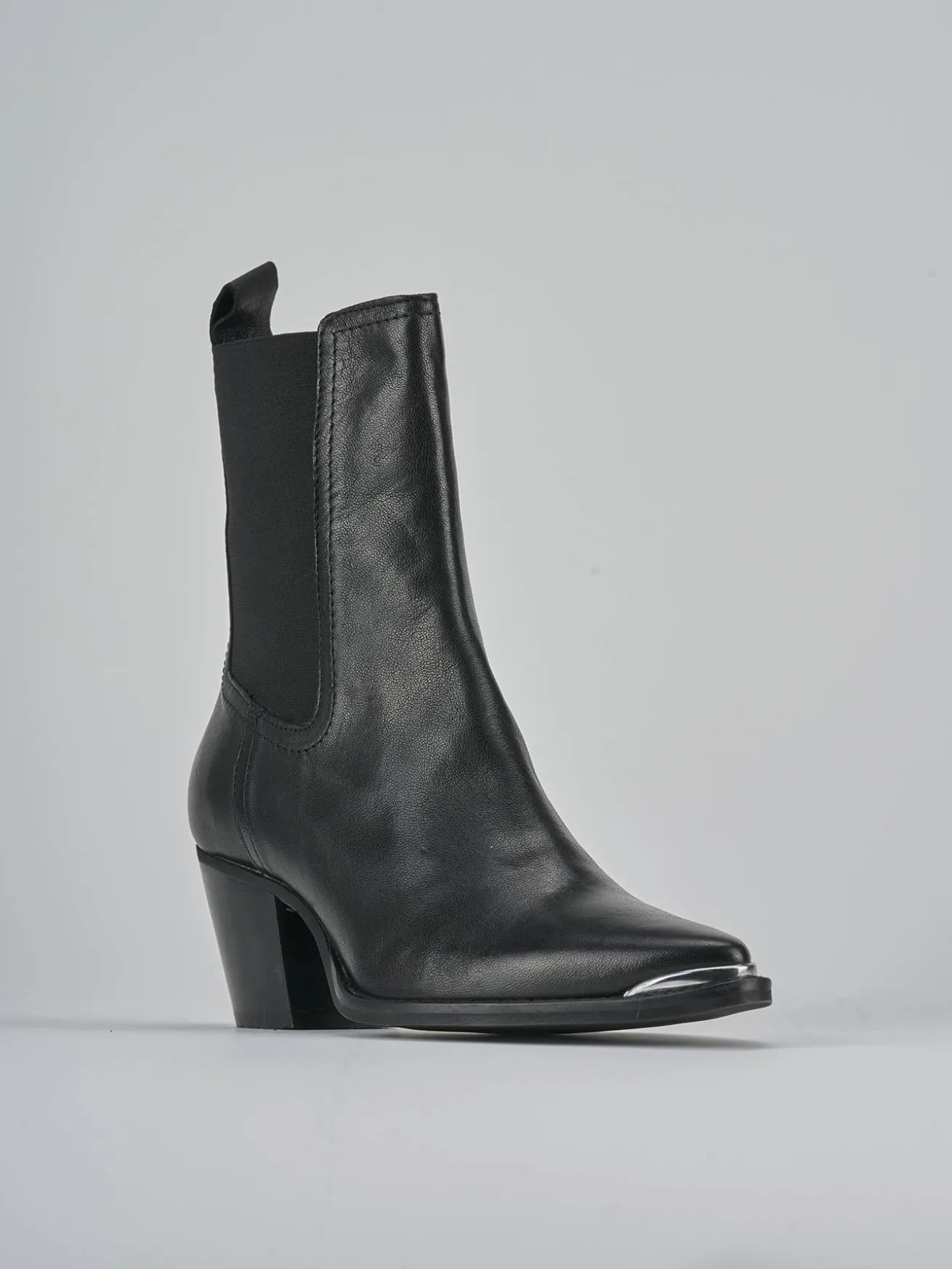 Stivaletti tacco 7cm pelle nero