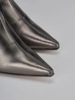 Stivaletti tacco 9cm pelle argento