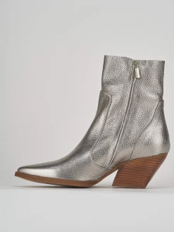 Stivaletti tacco 7cm pelle argento