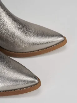 Stivaletti tacco 7cm pelle argento