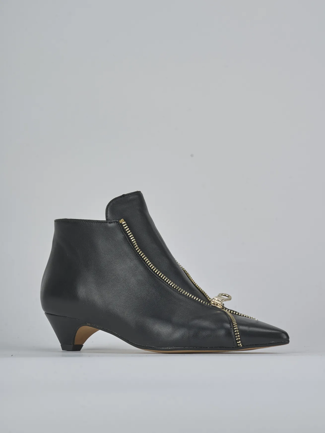 Stivaletti tacco 3cm pelle nero