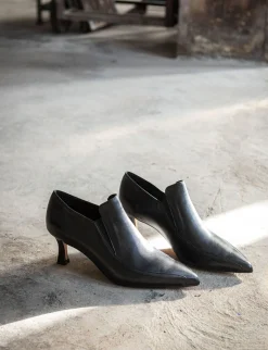 Stivaletti tacco 5cm pelle nero