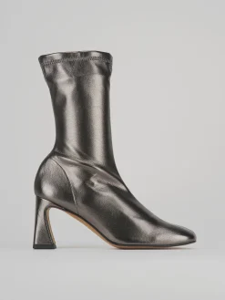 Stivaletti tacco 8cm pelle argento