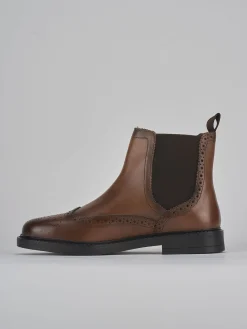 Stivaletti tacco 1cm pelle marrone