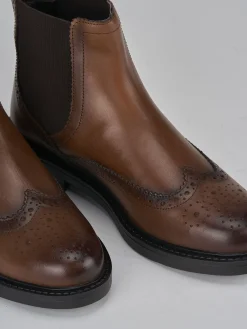 Stivaletti tacco 1cm pelle marrone