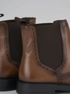 Stivaletti tacco 1cm pelle marrone