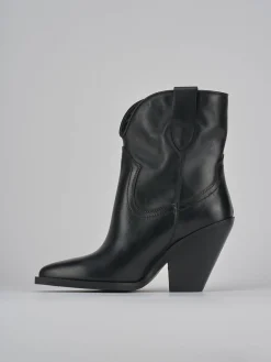 Stivaletti tacco 6cm pelle nero