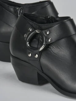 Stivaletti tacco 4cm pelle nero