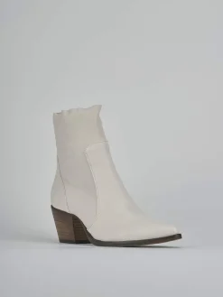 Stivaletti tacco 7cm pelle bianco