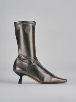 Stivaletti tacco 5cm pelle argento