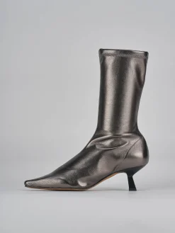 Stivaletti tacco 5cm pelle argento