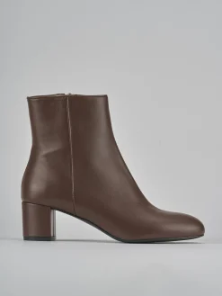 Stivaletti tacco 6cm pelle marrone