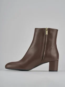 Stivaletti tacco 6cm pelle marrone