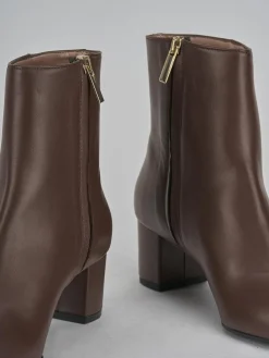 Stivaletti tacco 6cm pelle marrone