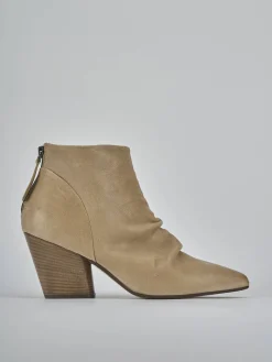 Stivaletti tacco 7cm pelle beige