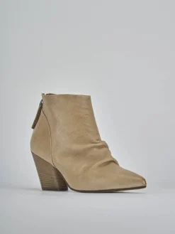 Stivaletti tacco 7cm pelle beige