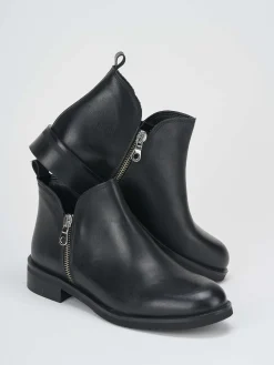 Stivaletti tacco 1cm pelle nero