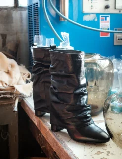 Stivaletti tacco 7cm pelle nero