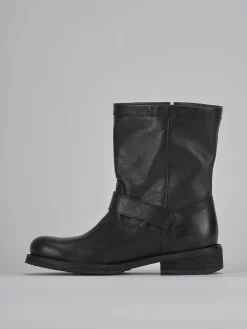 Stivaletti tacco 2cm pelle nero