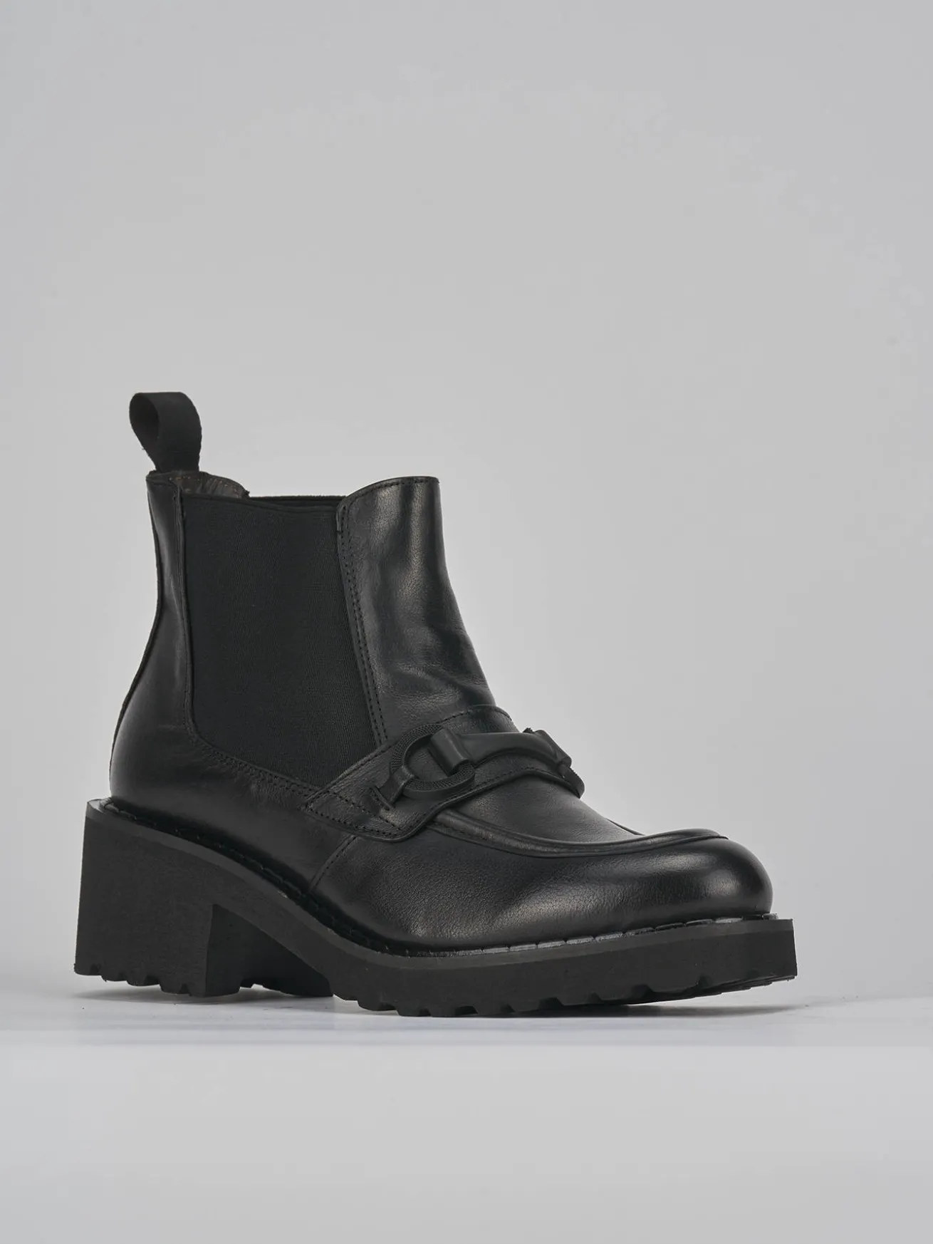 Stivaletti tacco 5cm pelle nero