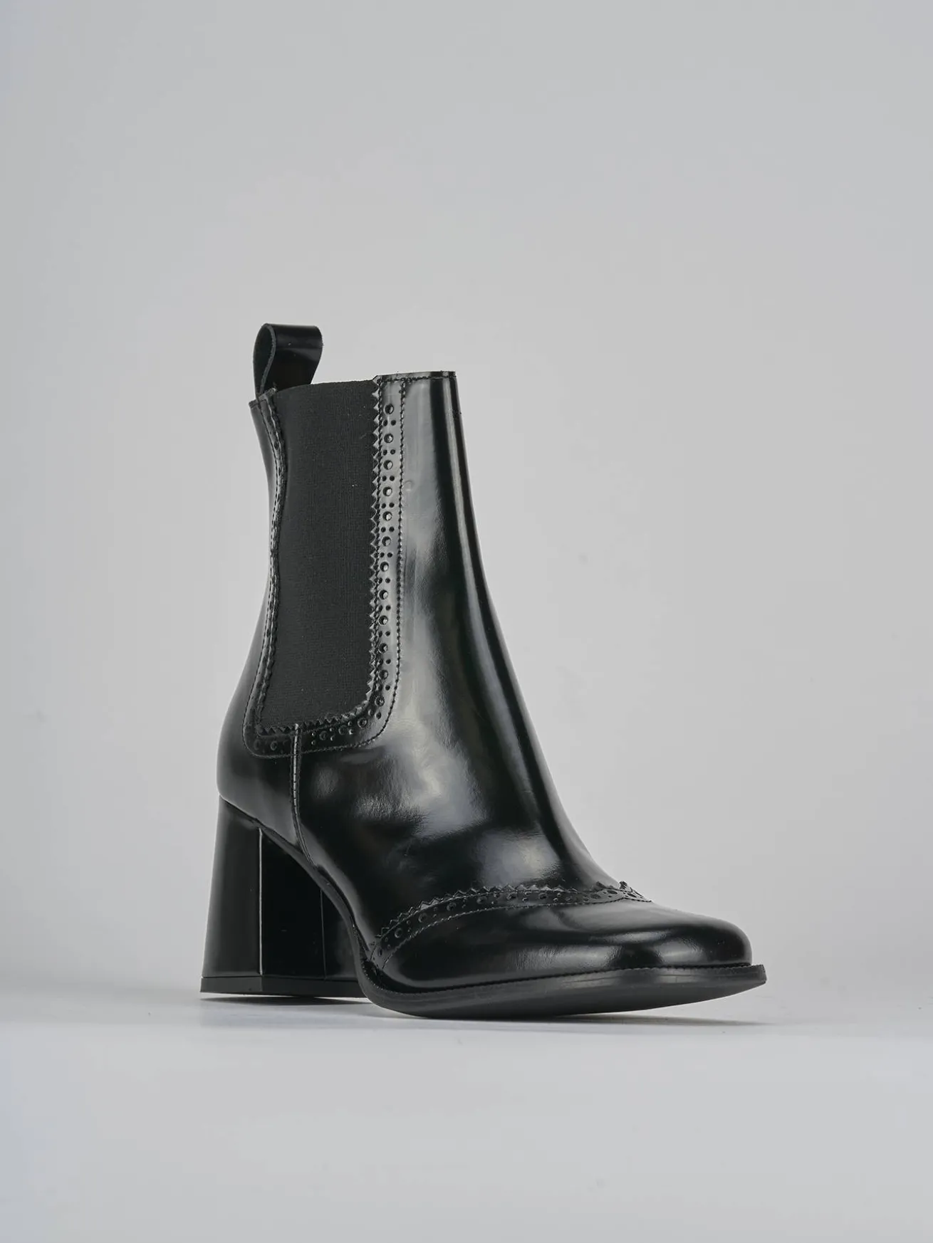 Stivaletti tacco 8cm pelle nero