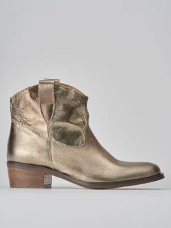 Stivaletti tacco 3cm pelle oro