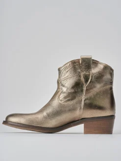 Stivaletti tacco 3cm pelle oro