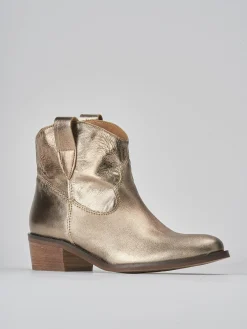 Stivaletti tacco 3cm pelle oro