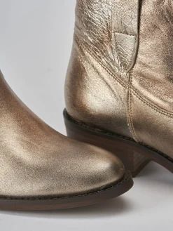 Stivaletti tacco 3cm pelle oro