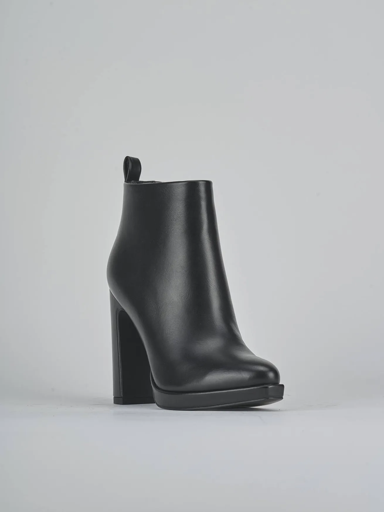 Stivaletti tacco 12cm pelle sostenibile nero