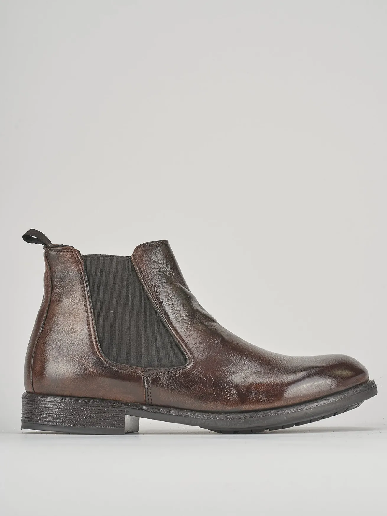 Stivaletti tacco 1cm pelle marrone