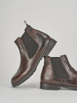 Stivaletti tacco 1cm pelle marrone