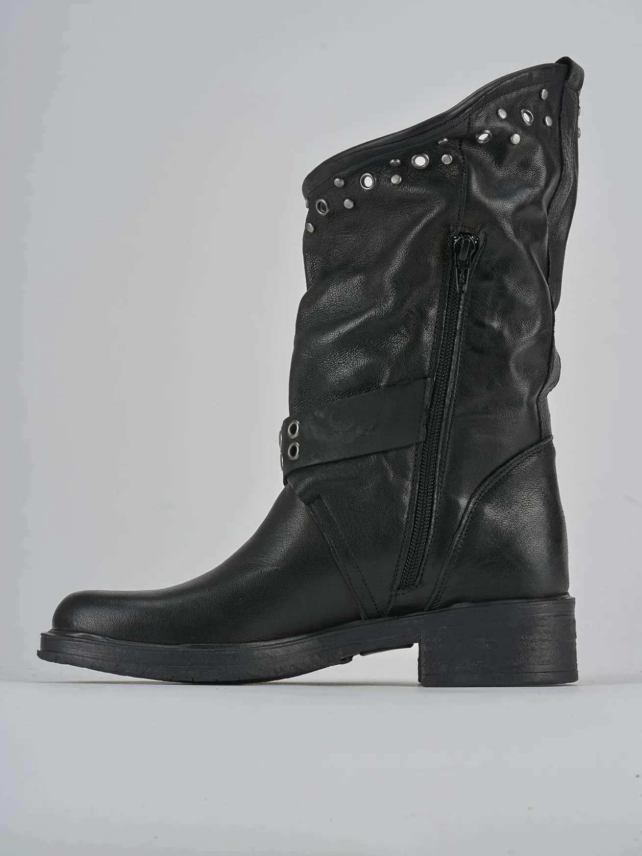 Stivaletti tacco 3cm pelle nero