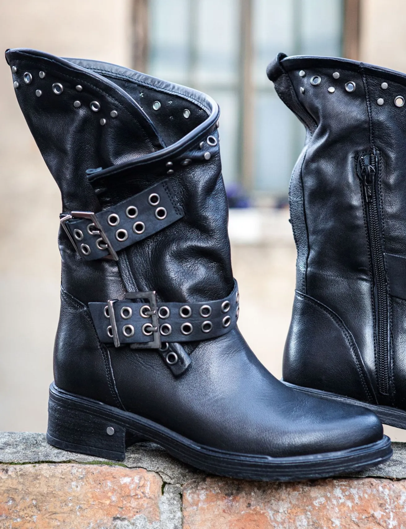 Stivaletti tacco 3cm pelle nero