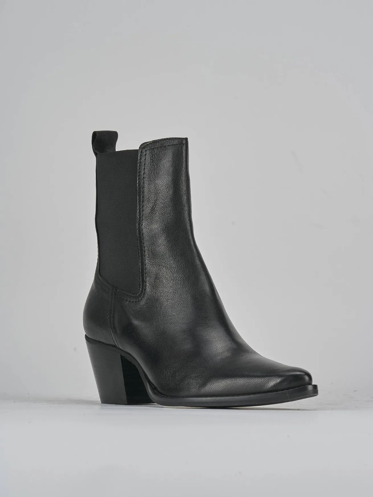 Stivaletti tacco 7cm pelle nero