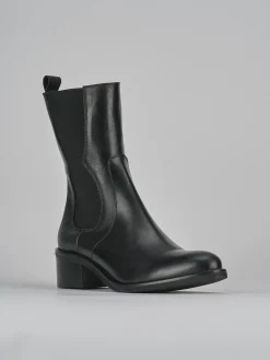 Stivaletti tacco 5cm pelle nero